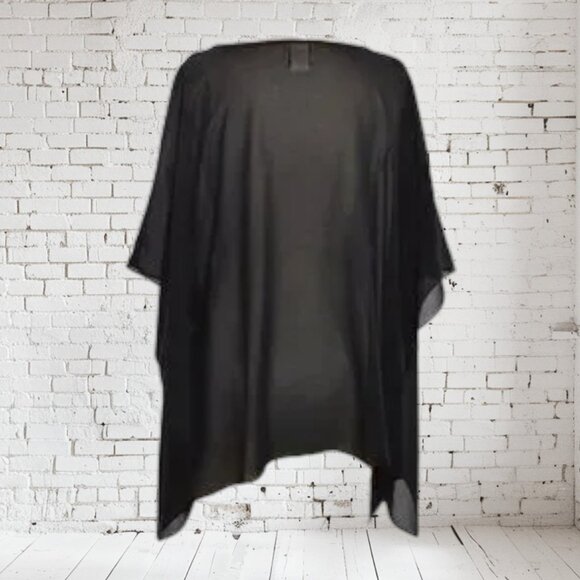R & M Richards Beaded Chiffon Cape Black - Picture 4 of 8